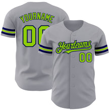 Charger l'image dans la galerie, Custom Gray Neon Green-Navy Authentic Baseball Jersey