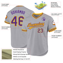 Charger l'image dans la galerie, Custom Gray Purple-Gold Authentic Throwback Baseball Jersey