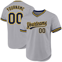 Charger l'image dans la galerie, Custom Gray Navy-Gold Authentic Throwback Baseball Jersey
