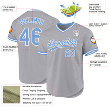 Charger l'image dans la galerie, Custom Gray Light Blue-White Authentic Throwback Baseball Jersey