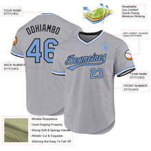 Charger l'image dans la galerie, Custom Gray Light Blue-Black Authentic Throwback Baseball Jersey