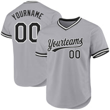 Charger l'image dans la galerie, Custom Gray Black-White Authentic Throwback Baseball Jersey