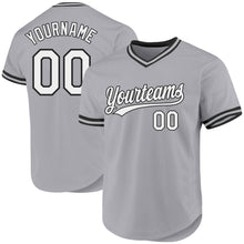 Charger l'image dans la galerie, Custom Gray White-Black Authentic Throwback Baseball Jersey