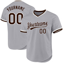 Charger l'image dans la galerie, Custom Gray Brown-White Authentic Throwback Baseball Jersey