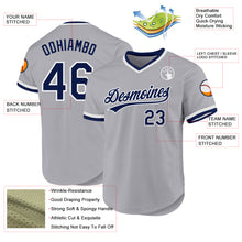 Charger l'image dans la galerie, Custom Gray Navy-White Authentic Throwback Baseball Jersey