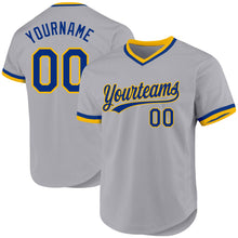 Charger l'image dans la galerie, Custom Gray Royal-Gold Authentic Throwback Baseball Jersey