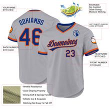 Charger l'image dans la galerie, Custom Gray Royal-Orange Authentic Throwback Baseball Jersey