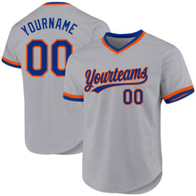 Charger l'image dans la galerie, Custom Gray Royal-Orange Authentic Throwback Baseball Jersey