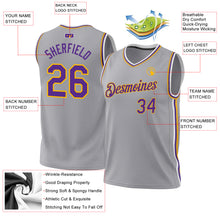 Charger l'image dans la galerie, Custom Gray Purple-Gold Authentic Throwback Basketball Jersey