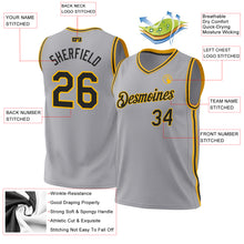 Загрузить изображение в средство просмотра галереи, Custom Gray Black-Gold Authentic Throwback Basketball Jersey