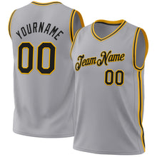Загрузить изображение в средство просмотра галереи, Custom Gray Black-Gold Authentic Throwback Basketball Jersey
