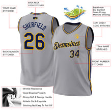 Charger l'image dans la galerie, Custom Gray Navy-Gold Authentic Throwback Basketball Jersey