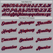 Laden Sie das Bild in den Galerie-Viewer, Custom Gray Navy-Red Authentic Throwback Basketball Jersey