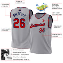 Load image into Gallery viewer, Custom Gray Red-Navy Authentic Throwback Basketball Jersey