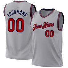 Load image into Gallery viewer, Custom Gray Red-Navy Authentic Throwback Basketball Jersey