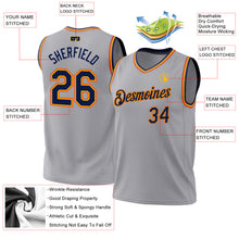 Charger l'image dans la galerie, Custom Gray Navy Gold-Orange Authentic Throwback Basketball Jersey