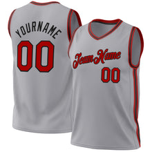 Load image into Gallery viewer, Custom Gray Red-Black Authentic Throwback Basketball Jersey