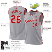 Загрузить изображение в средство просмотра галереи, Custom Gray Red-White Authentic Throwback Basketball Jersey