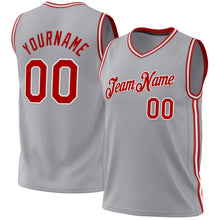 Загрузить изображение в средство просмотра галереи, Custom Gray Red-White Authentic Throwback Basketball Jersey