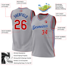 Загрузить изображение в средство просмотра галереи, Custom Gray Red-Royal Authentic Throwback Basketball Jersey
