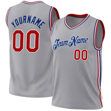 Загрузить изображение в средство просмотра галереи, Custom Gray Red-Royal Authentic Throwback Basketball Jersey