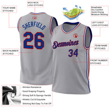 Загрузить изображение в средство просмотра галереи, Custom Gray Royal-Red Authentic Throwback Basketball Jersey