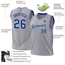 Загрузить изображение в средство просмотра галереи, Custom Gray Royal-White Authentic Throwback Basketball Jersey