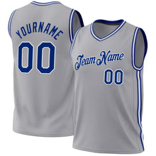 Загрузить изображение в средство просмотра галереи, Custom Gray Royal-White Authentic Throwback Basketball Jersey
