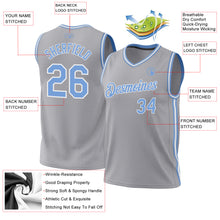 Загрузить изображение в средство просмотра галереи, Custom Gray Light Blue-White Authentic Throwback Basketball Jersey