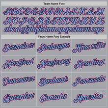 Загрузить изображение в средство просмотра галереи, Custom Gray Pink Black-Light Blue Authentic Throwback Basketball Jersey