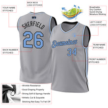 Загрузить изображение в средство просмотра галереи, Custom Gray Light Blue-Black Authentic Throwback Basketball Jersey