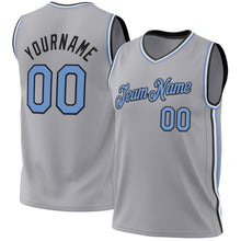 Загрузить изображение в средство просмотра галереи, Custom Gray Light Blue-Black Authentic Throwback Basketball Jersey