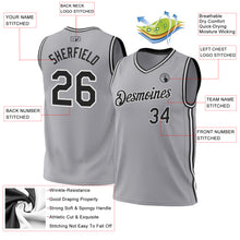 Загрузить изображение в средство просмотра галереи, Custom Gray Black-White Authentic Throwback Basketball Jersey