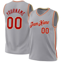 Загрузить изображение в средство просмотра галереи, Custom Gray Red-Cream Authentic Throwback Basketball Jersey