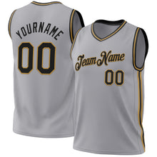 Загрузить изображение в средство просмотра галереи, Custom Gray Black-Old Gold Authentic Throwback Basketball Jersey