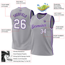 Загрузить изображение в средство просмотра галереи, Custom Gray White-Purple Authentic Throwback Basketball Jersey
