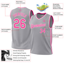 Загрузить изображение в средство просмотра галереи, Custom Gray Pink-White Authentic Throwback Basketball Jersey