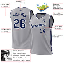 Загрузить изображение в средство просмотра галереи, Custom Gray Navy-White Authentic Throwback Basketball Jersey