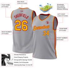 Загрузить изображение в средство просмотра галереи, Custom Gray Gold-Red Authentic Throwback Basketball Jersey
