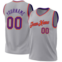 Загрузить изображение в средство просмотра галереи, Custom Gray Purple-Orange Authentic Throwback Basketball Jersey