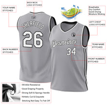 Laden Sie das Bild in den Galerie-Viewer, Custom Gray White-Black Authentic Throwback Basketball Jersey