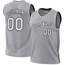 Laden Sie das Bild in den Galerie-Viewer, Custom Gray White-Black Authentic Throwback Basketball Jersey