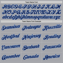 Laden Sie das Bild in den Galerie-Viewer, Custom Gray Navy-Light Blue Authentic Throwback Basketball Jersey