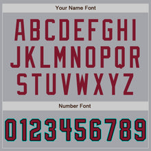 Charger l'image dans la galerie, Custom Gray Crimson Black-Aqua Authentic Baseball Jersey