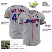 Laden Sie das Bild in den Galerie-Viewer, Custom Gray Royal-Red Authentic Baseball Jersey