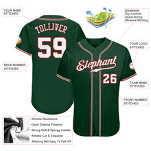 Load image into Gallery viewer, Custom Green White-Red Authentic Baseball Jersey
