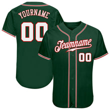 Load image into Gallery viewer, Custom Green White-Red Authentic Baseball Jersey