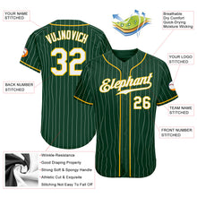 Load image into Gallery viewer, Custom Green White Pinstripe White-Gold Authentic Baseball Jersey