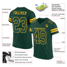 Load image into Gallery viewer, Custom Green Green-Gold Mesh Authentic Football Jersey