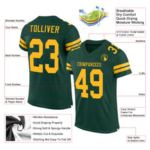 Load image into Gallery viewer, Custom Green Gold Mesh Authentic Football Jersey